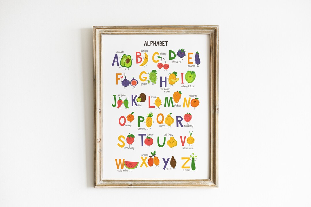 Alphabet With Vegetables, Fruits and Berries, ABC Poster, Instant ...
