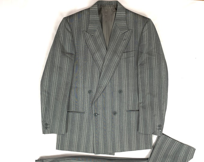Iconic Grey Pinstripe Wool Double-breasted Suit Woman Overfit - Etsy