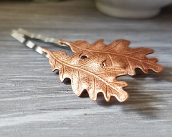 Copper Oak Leaf Hair Pins Woodland Hair Accessories Autumn Fall