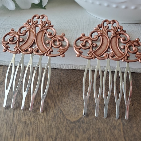 Filigree Hair Comb Set in Rose Gold