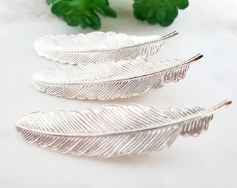 Silver Feather Hair Clip Set, Boho hair accessories, gift for her