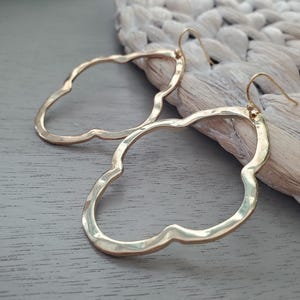 Hammered Finish Moroccan Statement Dangle Earrings in Gold