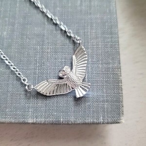 Owl Necklace in Silver, Bird Gift for Her