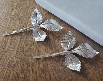 Silver Leaf Branch Bobby Pins, Woodland hair accessories, gift for her