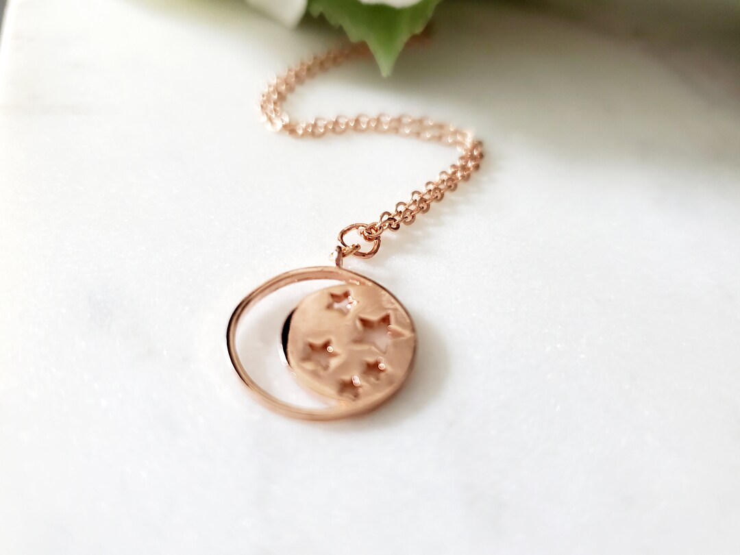 Moon and star sale necklace rose gold