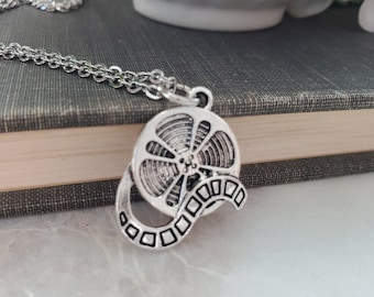Vintage Inspired Film Reel Necklace in Silver