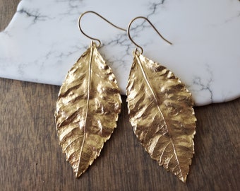 Leaf Statement Earrings in Gold