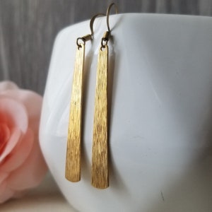Minimalist Dangle Earrings in Brushed Brass