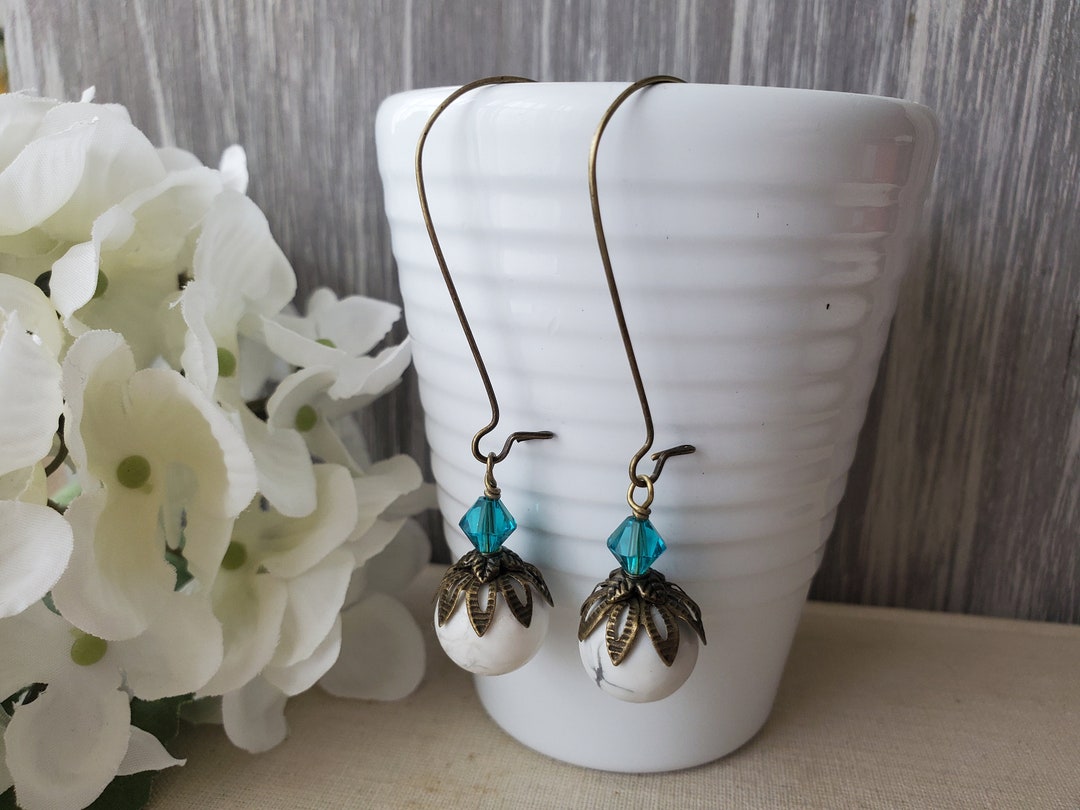 Handcrafted Howlite & Sterling Silver Slab Dangle main image 1
