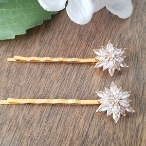 Vintage Style Starburst Crystal Hair Pin Set in Gold