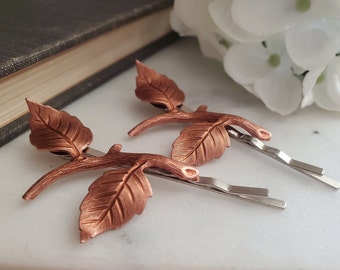 Branch Bobby Pins in Rose Gold Ox, Woodland hair accessories, gift for her