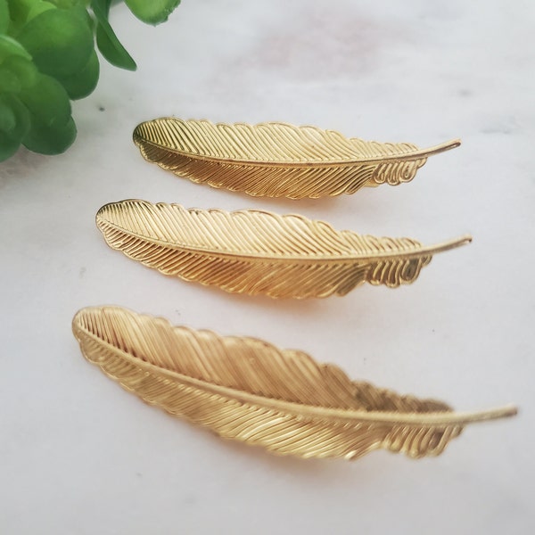 Gold Feather Hair Clip Set, Boho hair accessories, gift for her