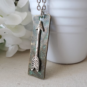 Patina Arrow Pendant Necklace in Silver