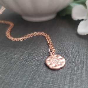 Minimalist Crystal Star Necklace in Rose Gold