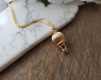 Hot Air Balloon Necklace in Gold, Adventure Gift, Travel Inspired
