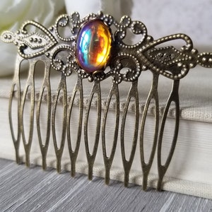 Vintage Style Golden Topaz Hair Comb in Bronze