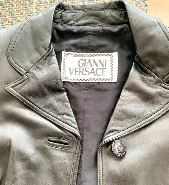Gianni Versace Womens Black Leather Jacket