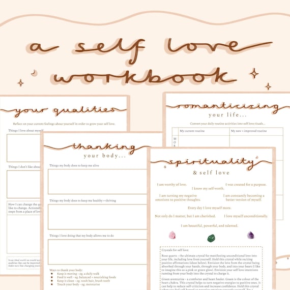Self Love Workbook PRINTABLE Worksheets GUIDE for Loving Etsy