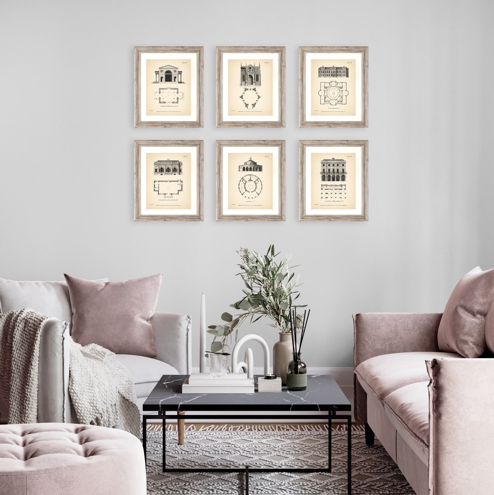 8x10'' Architectural Prints Set of 6 Vintage Print Etsy