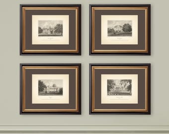 KENT in the 19th Century Set of 4 Antique Engravings Etchings Reproductions Neutral Decor Classic Decor Vintage Art England Countryside 8x10