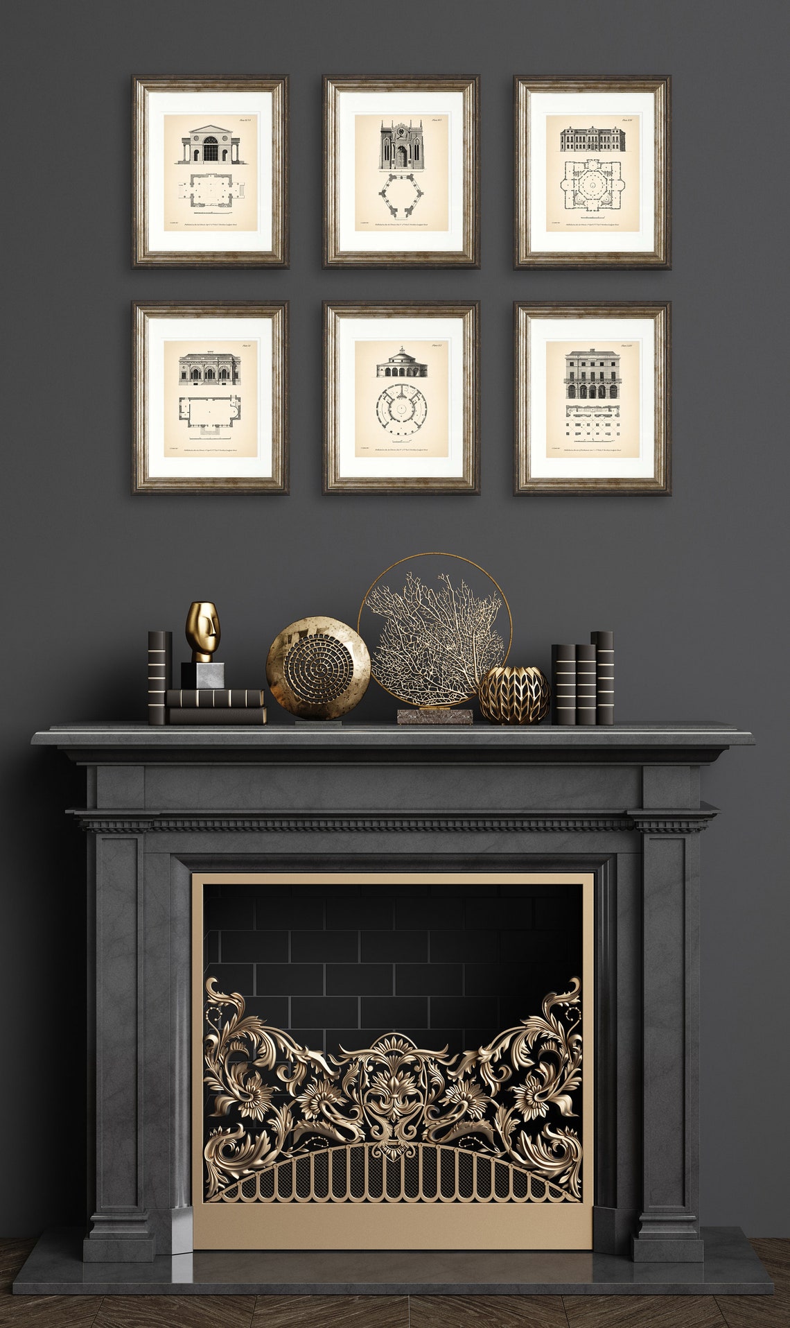 8x10'' Architectural Prints Set of 6 Vintage Print Etsy