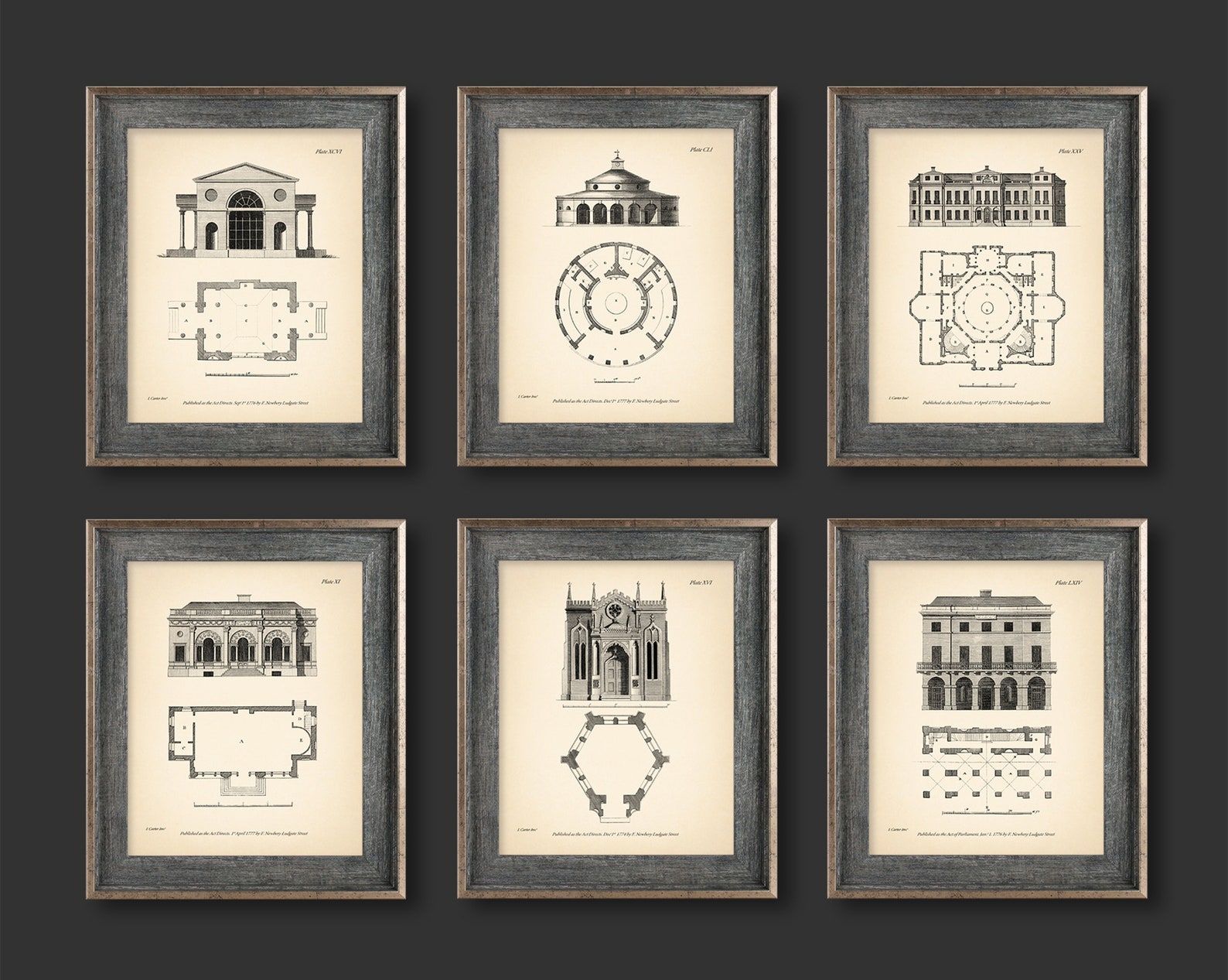 8x10'' Architectural Prints Set of 6 Vintage Print Etsy