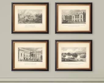 LONDON Set of 4 Prints Reproductions Antique Engravings Neutral Decor Classic Decor Architecture Vintage Art England Classic Wall Art