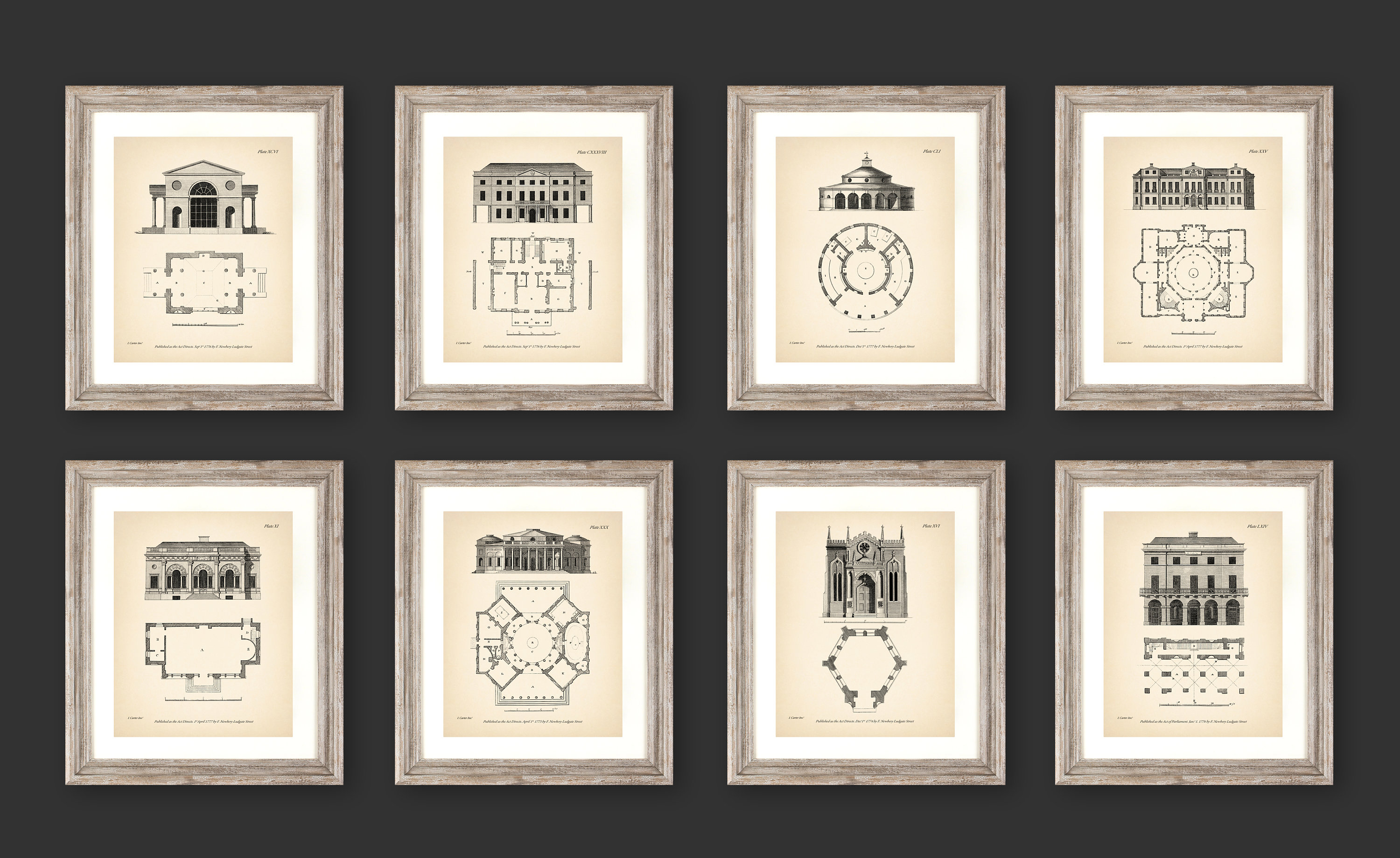 8x10'' Architectural Prints Set of 8 Vintage Print | Etsy