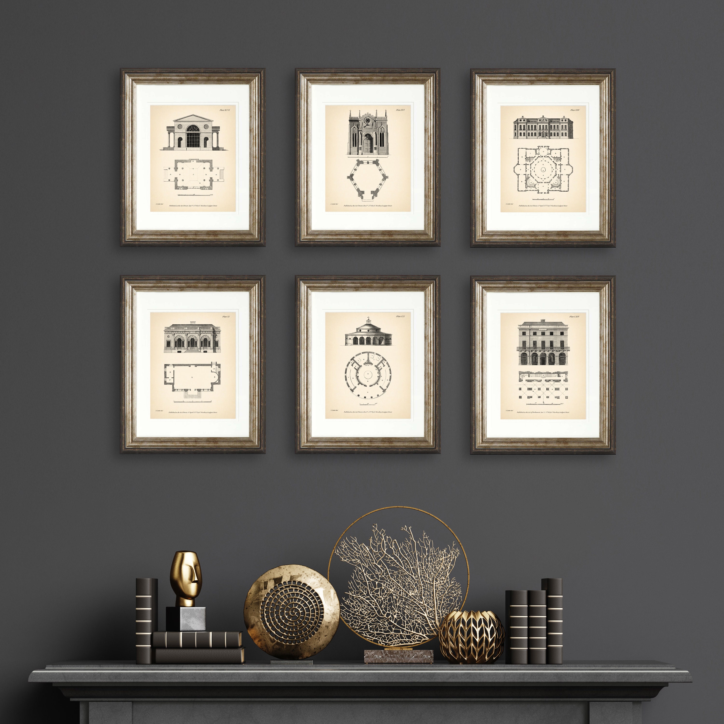 8x10'' Architectural Prints Set of 6 Vintage Print Etsy
