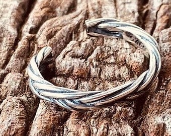 925 Sterling Silver Toe Ring Handmade Plaited Rope Design