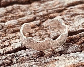 925 Sterling Silver Toe Ring Handmade Wave Design