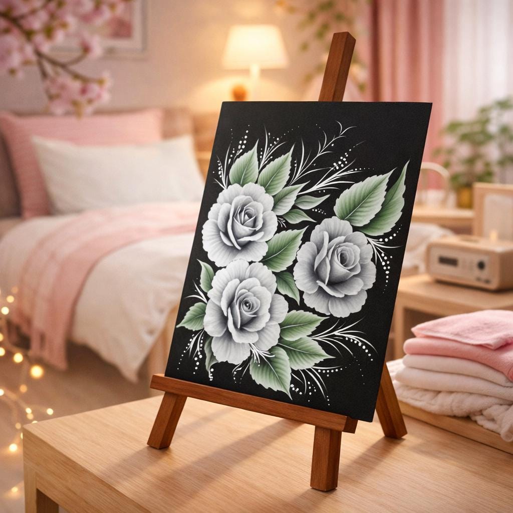 One Stroke Flower Painting Handmade, Original Acrylic One Stroke Flower Painting Handmade, Original Acrylic