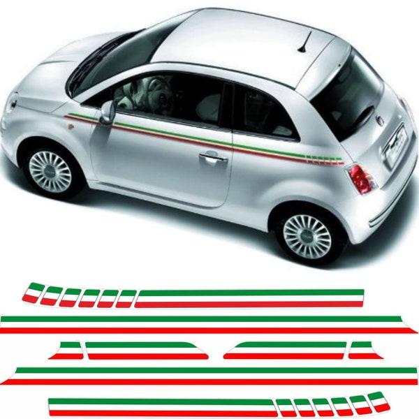 Fiat 500 Italian side Stripes Stickers Decals exact OEM correct size shape etc Genuine Hexis 7 - 10 year automotive Bubble free Vinyl