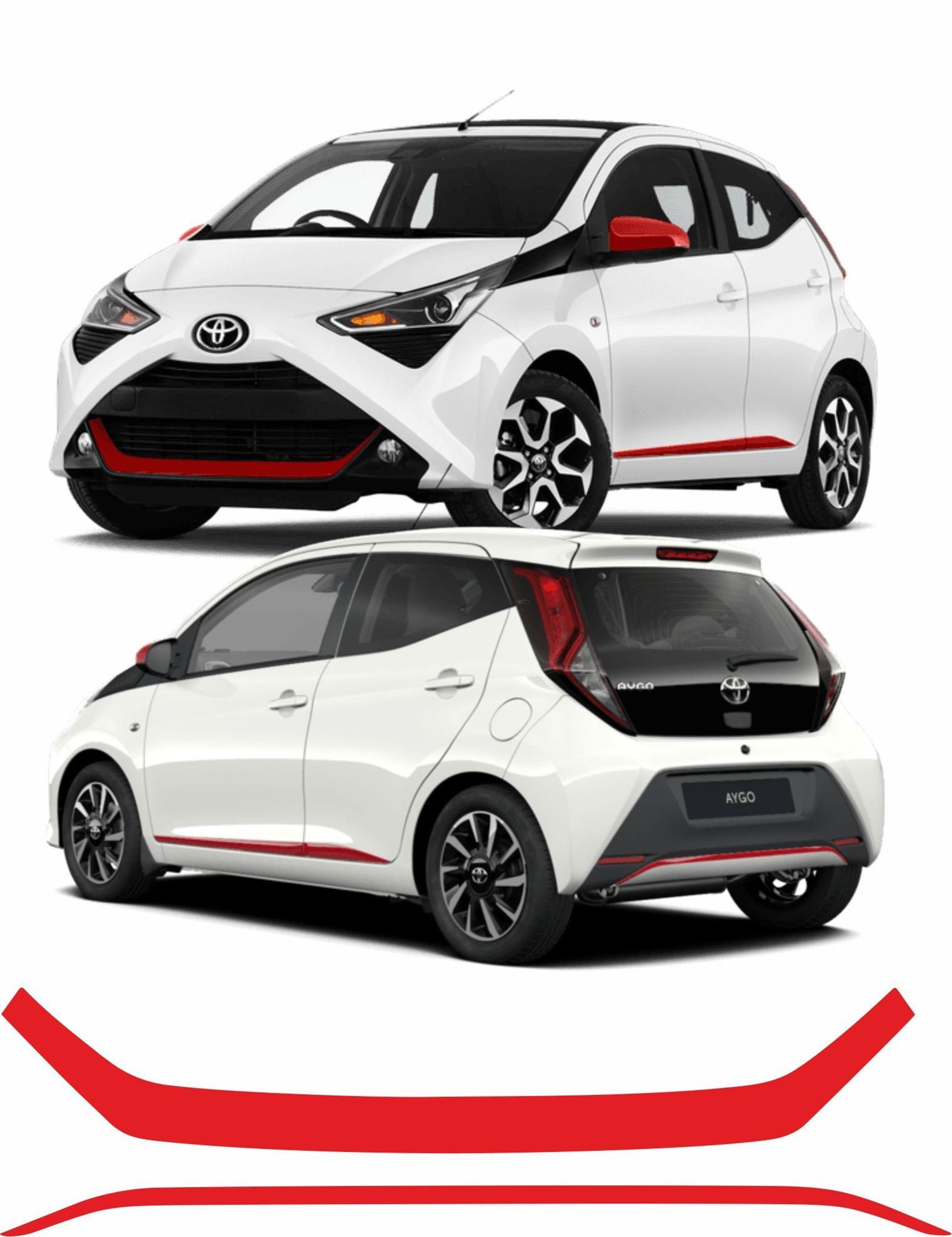 Toyota Aygo 2018 on facelift Front and Rear Bumper Overlay Vinyl / Stickers  Air Release Bubble Free 10 Year Exterior Vinyl 