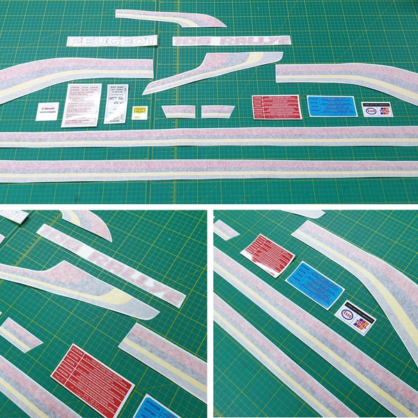 Peugeot 106 Rallye S1 de remplacement Reproduction du compartiment moteur, Décalcomanies Bandes graphiques Sans bulles / libération d’air 10 ans Hexis Vinyle laminé