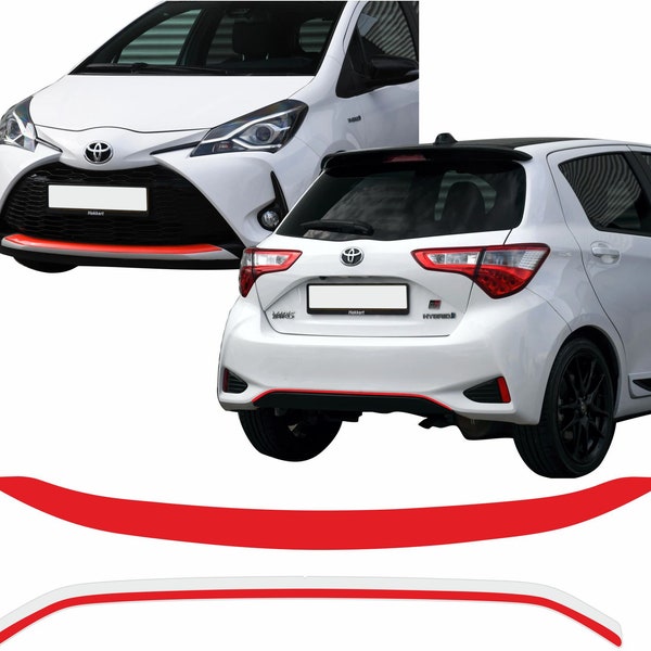 Toyota Yaris 2013 - 2020 avant et arrière Bandes de pare-chocs / autocollants taille exacte correcte et spécifications comme pièces d’origine Hexis Suptac 7 - 10 ans Vinyle