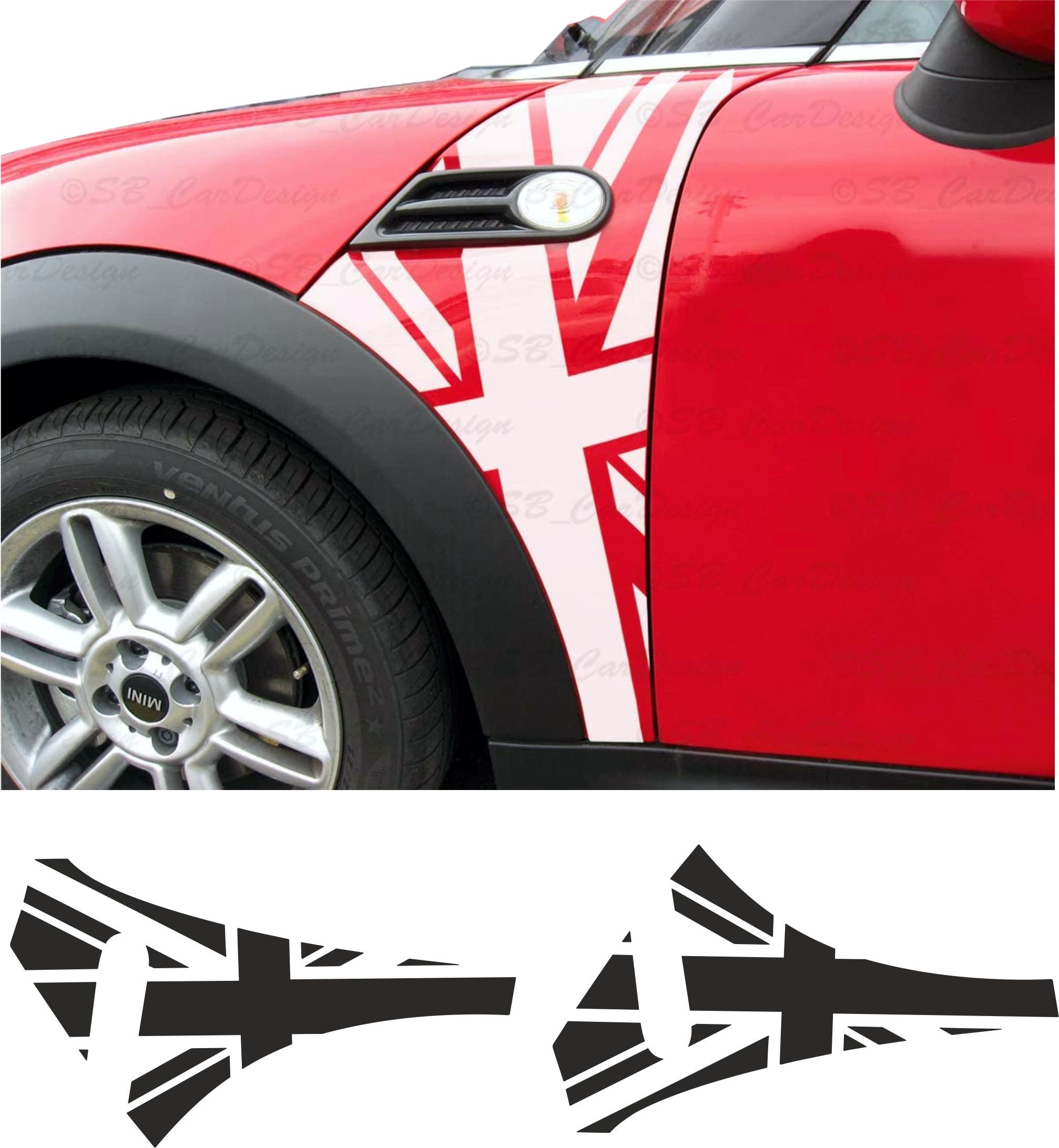 Xotic Tech 2x 3D Black Union Jack UK Flag Foot Decal Stickers for Mini  Cooper S R56 R57 R58 R59 R60 Window Trunk Door etc 