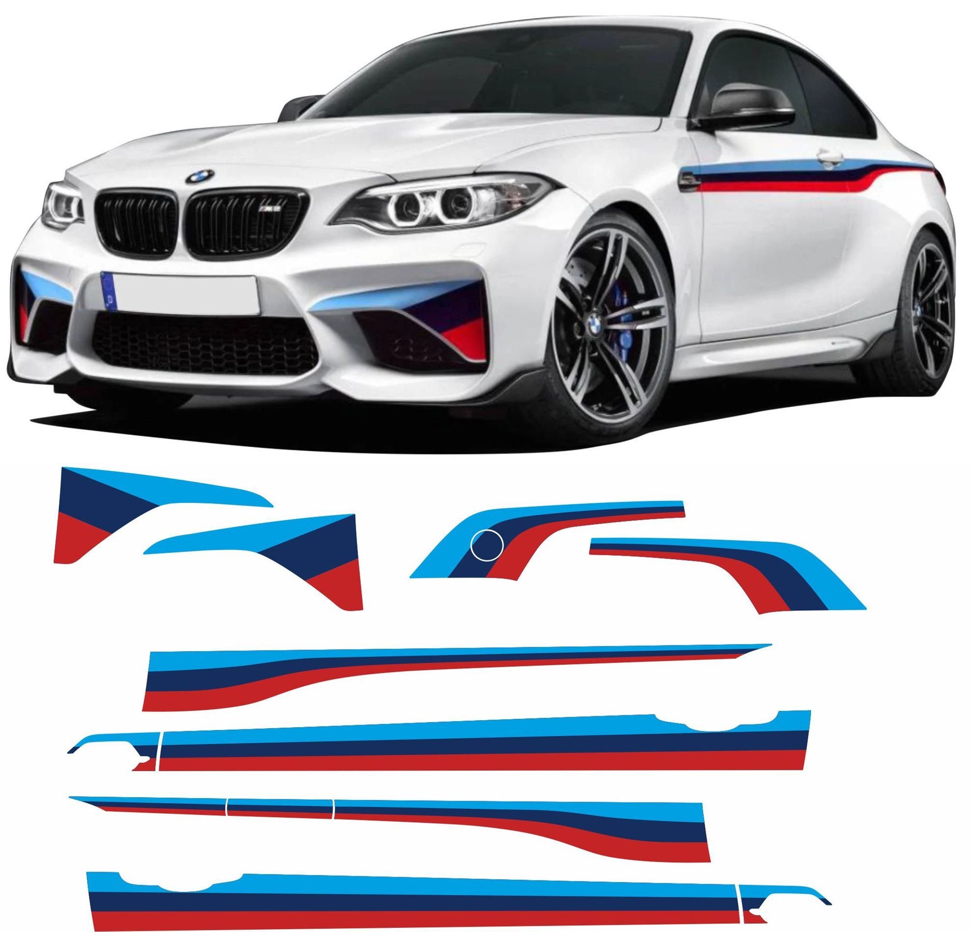 2 x For BMW M PERFORMANCE Mirror M Sport VINYL STICKERS Stripes