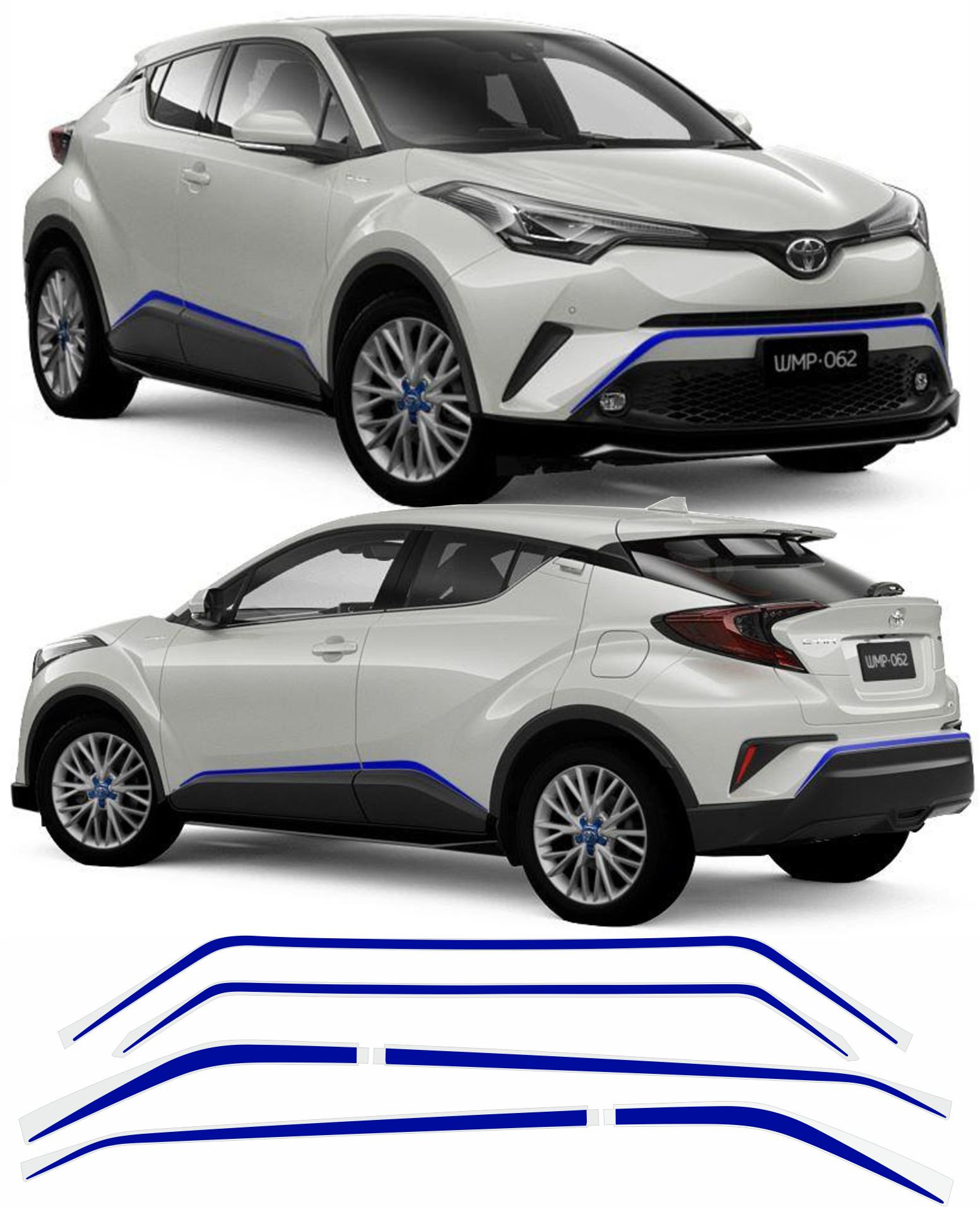 Toyota C-HR 2016 - 2022 side, front & rear Stripes exact factory format  Hexis Suptac 10 year exterior Vinyl Decals Stickers