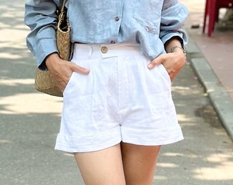 Linen Pants, Linen Short, Summer Short Women, High Waist Short, Shorts With Pockets, Women Shorts, Loose Shorts, Oversized Shorts