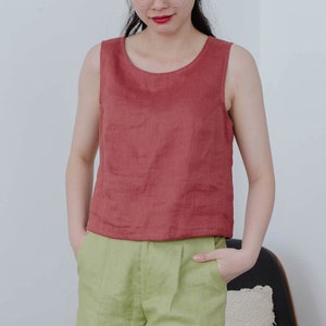 Linen Tank Top, Sleeveless Linen Blouse, Linen Crop Top, Linen Sleeveless Top, Summer Outfit, Linen Summer Top, Linen Shirt, Linen Tank Top