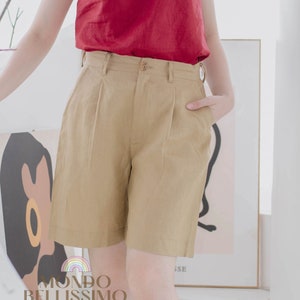 Pure Natural Linen High Waist Shorts For Women, Linen Short, Summer Short, Short For Work, Summer Gift For Her, For Girlfriend, Pleated