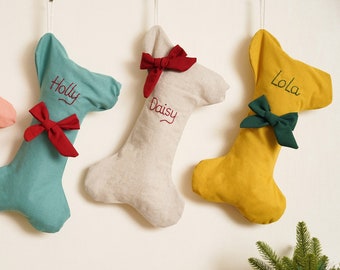 Personalized Christmas Linen Stockings, Custom Stocking, Hand Embroidery Christmas Stockings, Modern Stocking,Christmas Gifts for Family X04