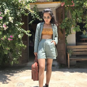 Linen Blazer And Shorts Set Women, Linen Blazer And Shorts, Oversized Linen Blazer, Causal Linen Blazer, Oversized Linen Blazer And Shorts