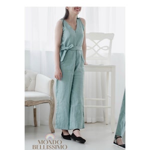 Pure Natural Linen Jumpsuit, Oversized Jumpsuit, Summer Jumpsuit, Linen Romper, Women Linen Clothing, Linen Overall, Wide Leg Jumpsuit