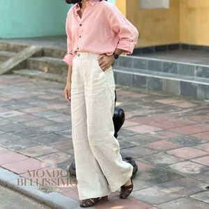 Wide Leg Linen Pants for Women, Loose Linen Pants, Palazzo Pants, White Linen Trouser Women, High Waisted Pants, Oversized Linen Clothing