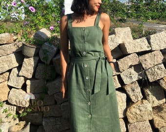 Long Sleveless Dress, Midi Dress , Loose Linen Summer Dress , Plus Size Linen Dress , Oversized Dress , Natural Linen Dress Pure Linen