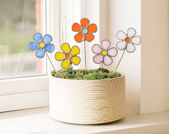 Stained Glass Flower Suncatcher for Window or Table Decor F39