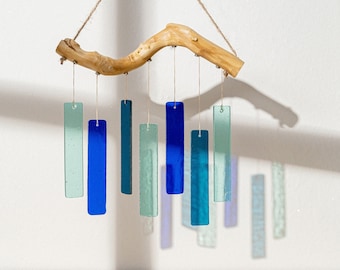 Stained Glass Wind Chime and SunCatcher For Window Decor, Boho Farmhouse Decor For Home F67