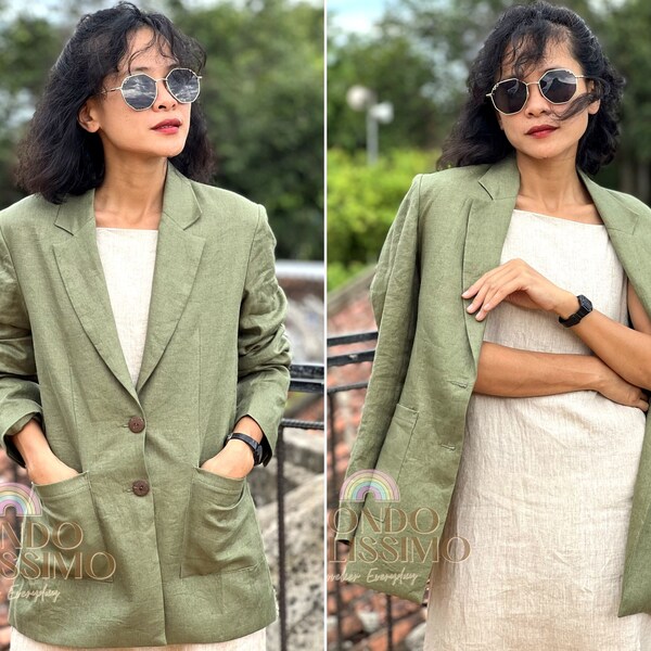 Linen Blazer Women, Linen Suit Women, Natural Linen Blazer, Linen Clothing, Winter Fall Outfit, Oversized Casual Blazer, Fall Boho Jacket